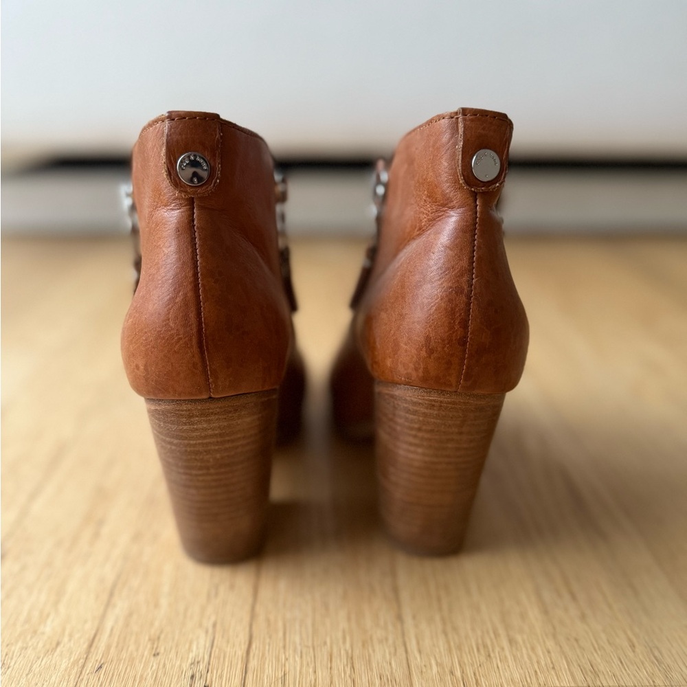 Rag & Bone Tan Leather Margot Booties, size 38.5 - Picture 3 of 7